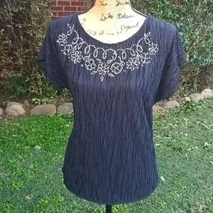 NEW Women's Vintage Textured Top with Bead Design